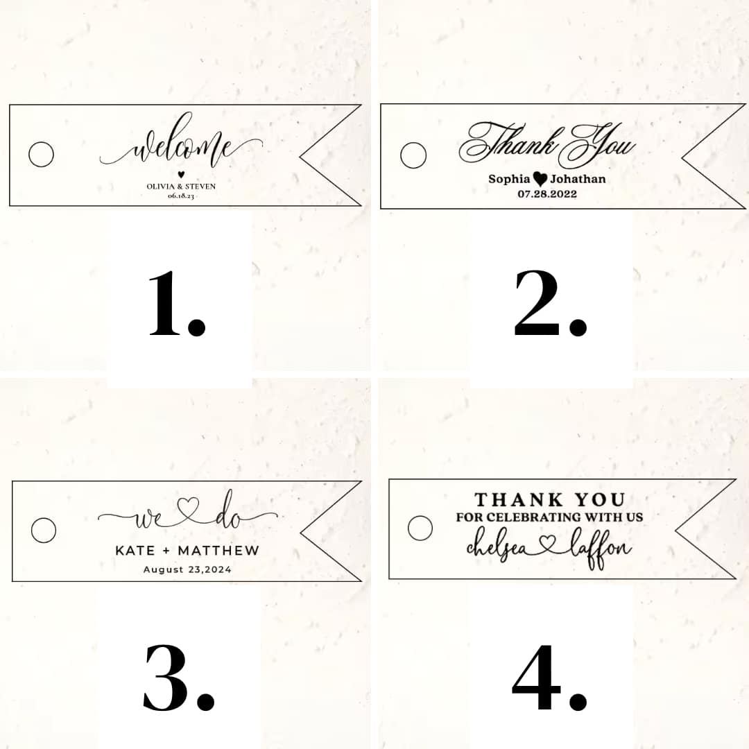 BULK LOT 50pcs Personalised Gold Foil Wedding Thank You/Welcome Tags