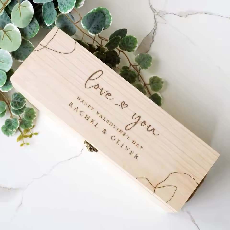 Personalised Wooden Wedding Wine Gift Box