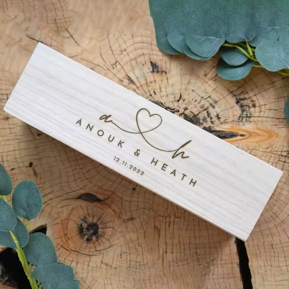 Personalised Wooden Wedding Wine Gift Box