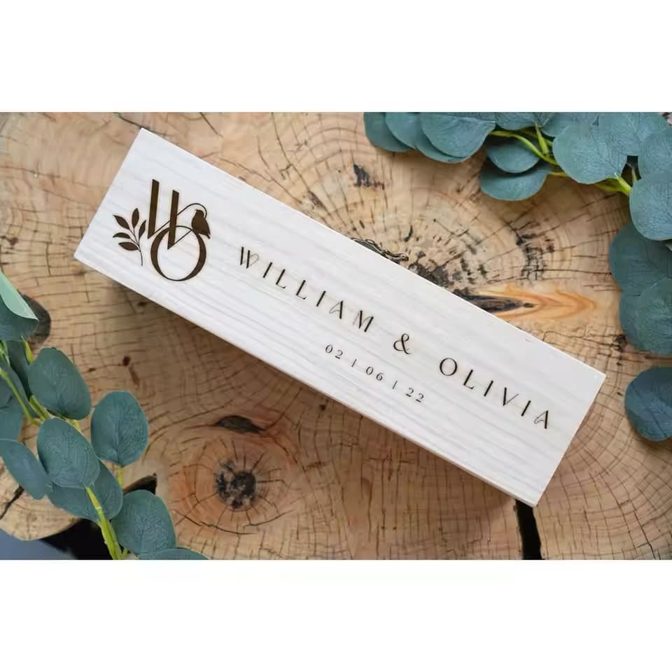 Personalised Wooden Wedding Wine Gift Box