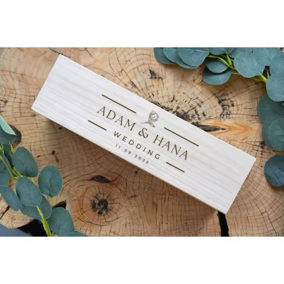 Personalised Wooden Wedding Wine Gift Box
