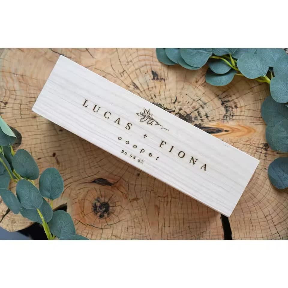 Personalised Wooden Wedding Wine Gift Box