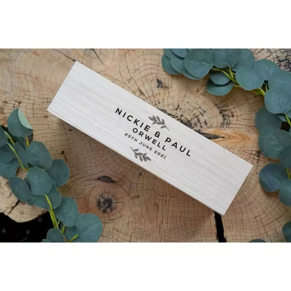 Personalised Wooden Wedding Wine Gift Box