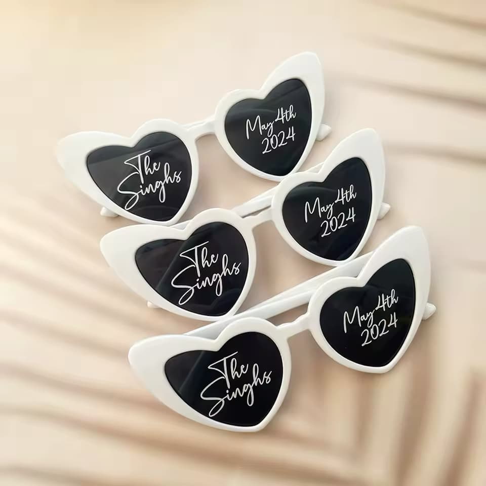 Personalised Heart-Shaped Wedding Sunglasses