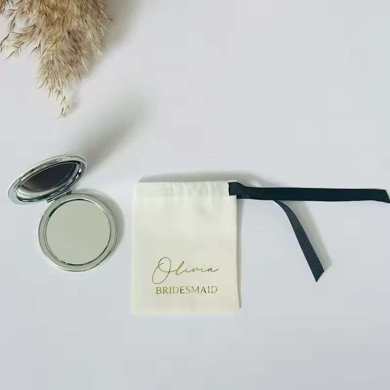 1pc Personalised Mini Compact Mirror With Gift Pouch