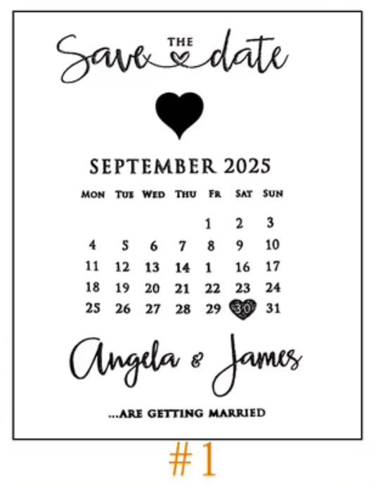 Personalised Wooden Save The Date Calendar Card