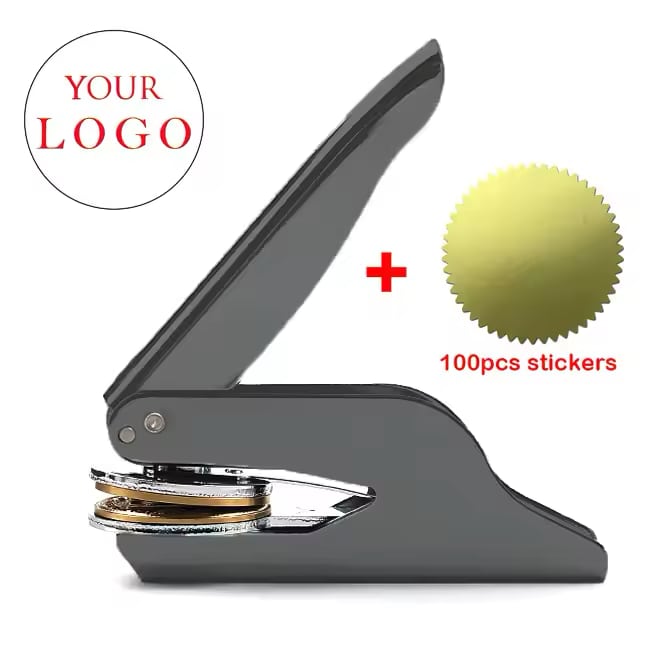 Personalised Wedding Embossing Stamp Tool includes 100pcs Round Sticker Envelope Seals