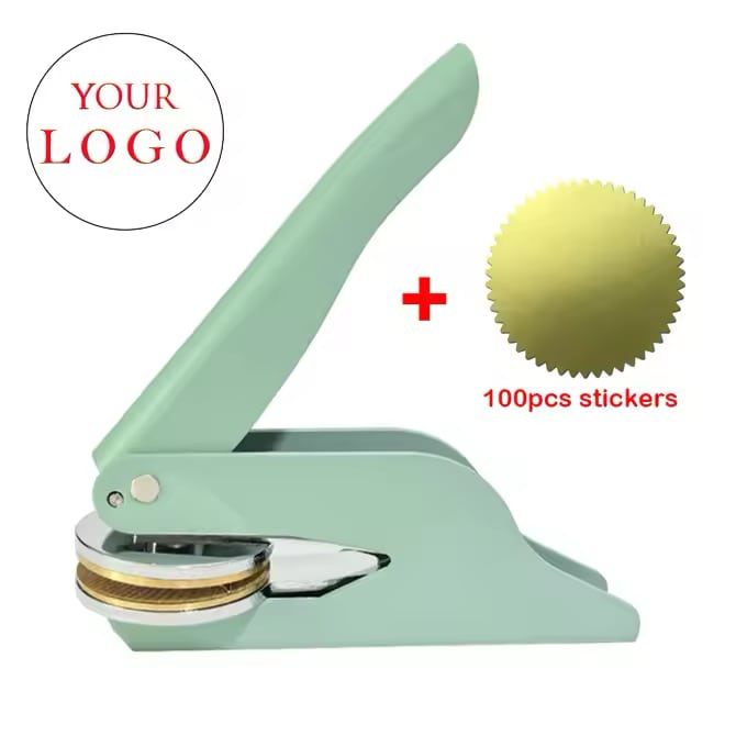 Personalised Wedding Embossing Stamp Tool includes 100pcs Round Sticker Envelope Seals