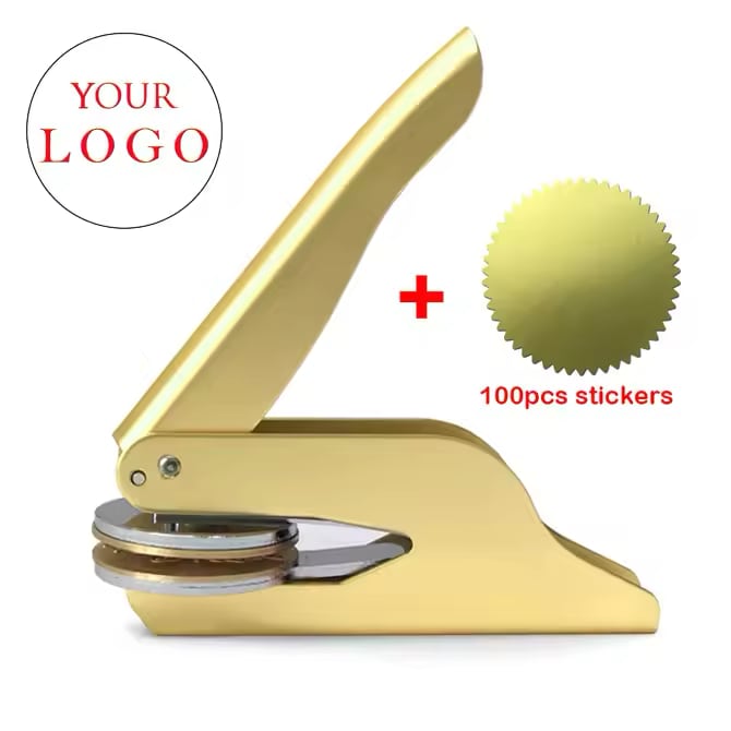 Personalised Wedding Embossing Stamp Tool includes 100pcs Round Sticker Envelope Seals