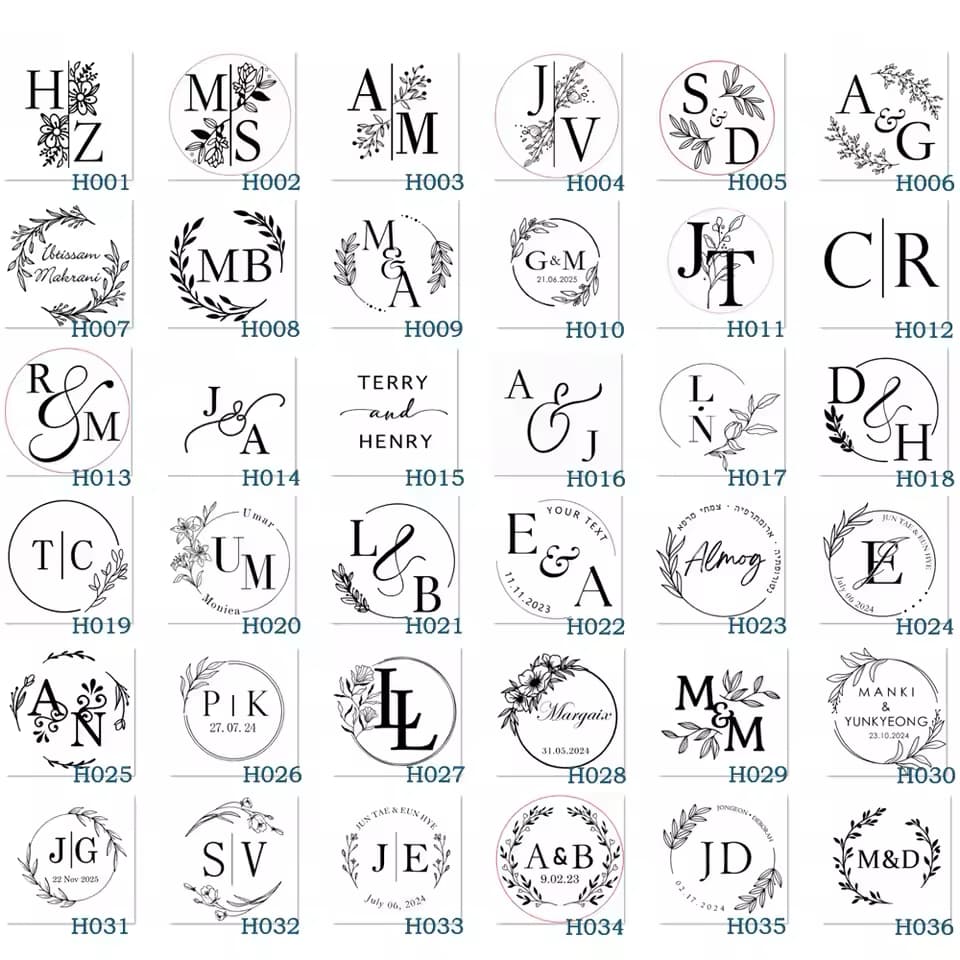 Personalised Wedding Embossing Stamp Tool includes 100pcs Round Sticker Envelope Seals