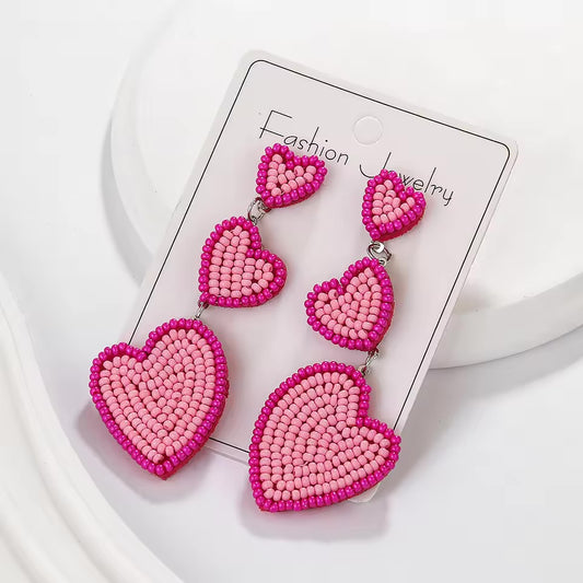 Pink Hearts Statement Earrings