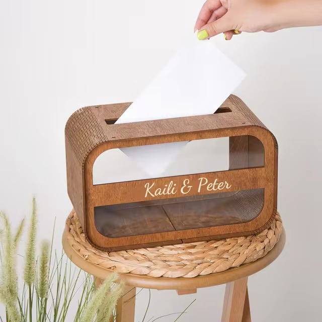 Personalised Wooden Wedding Card Box