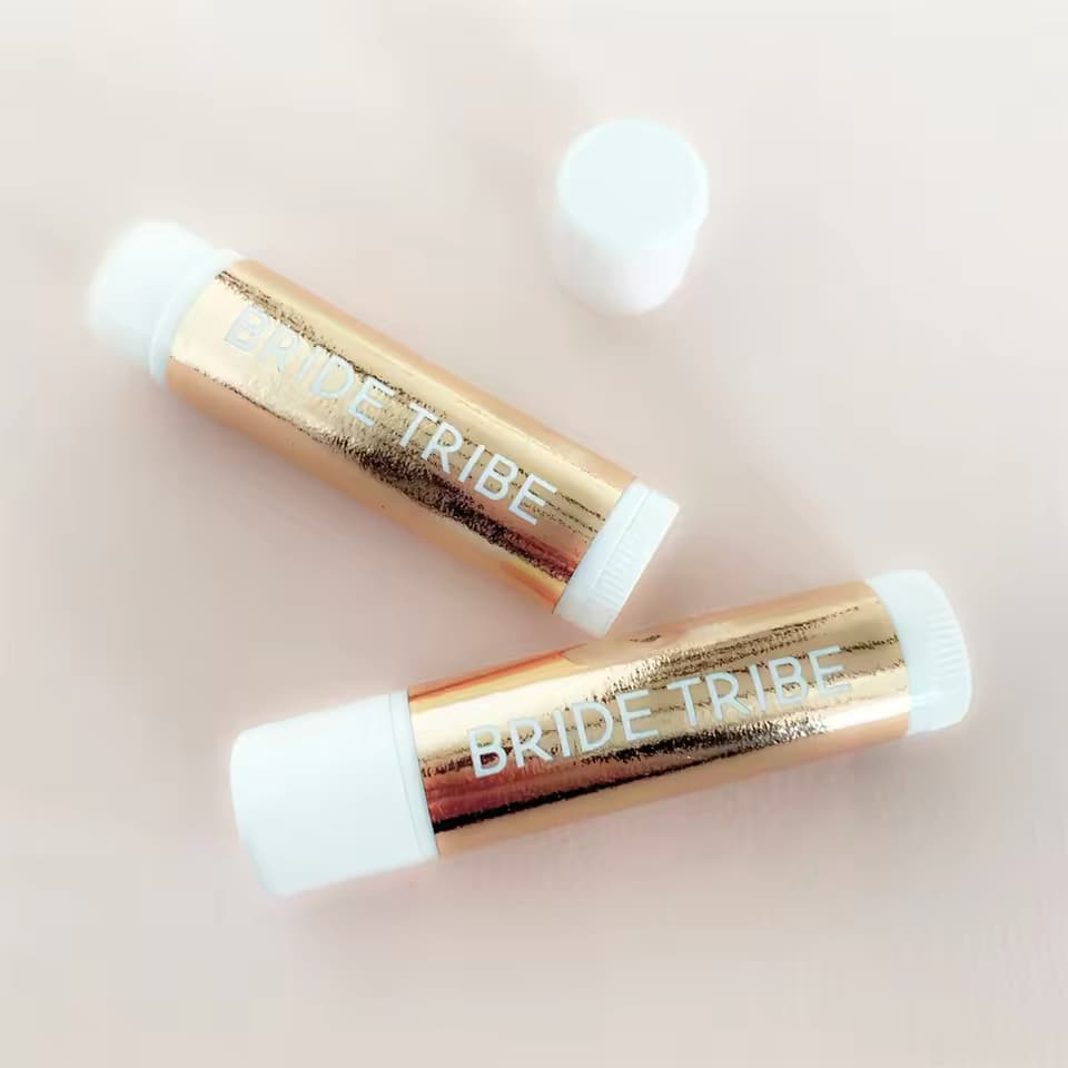 Set of 6 Gold Foil Bride Tribe Lip Balms