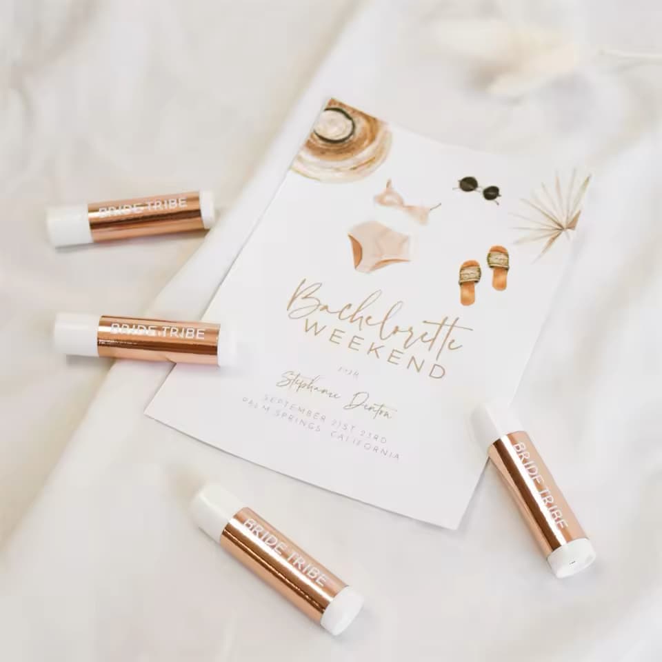 Set of 6 Gold Foil Bride Tribe Lip Balms