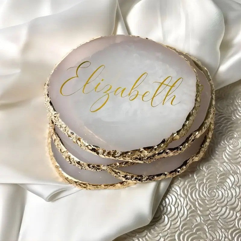 Personalised Agate Coaster Wedding Favour