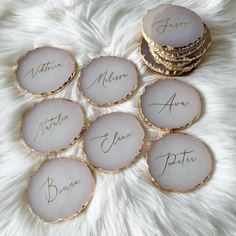 Personalised Agate Coaster Wedding Favour