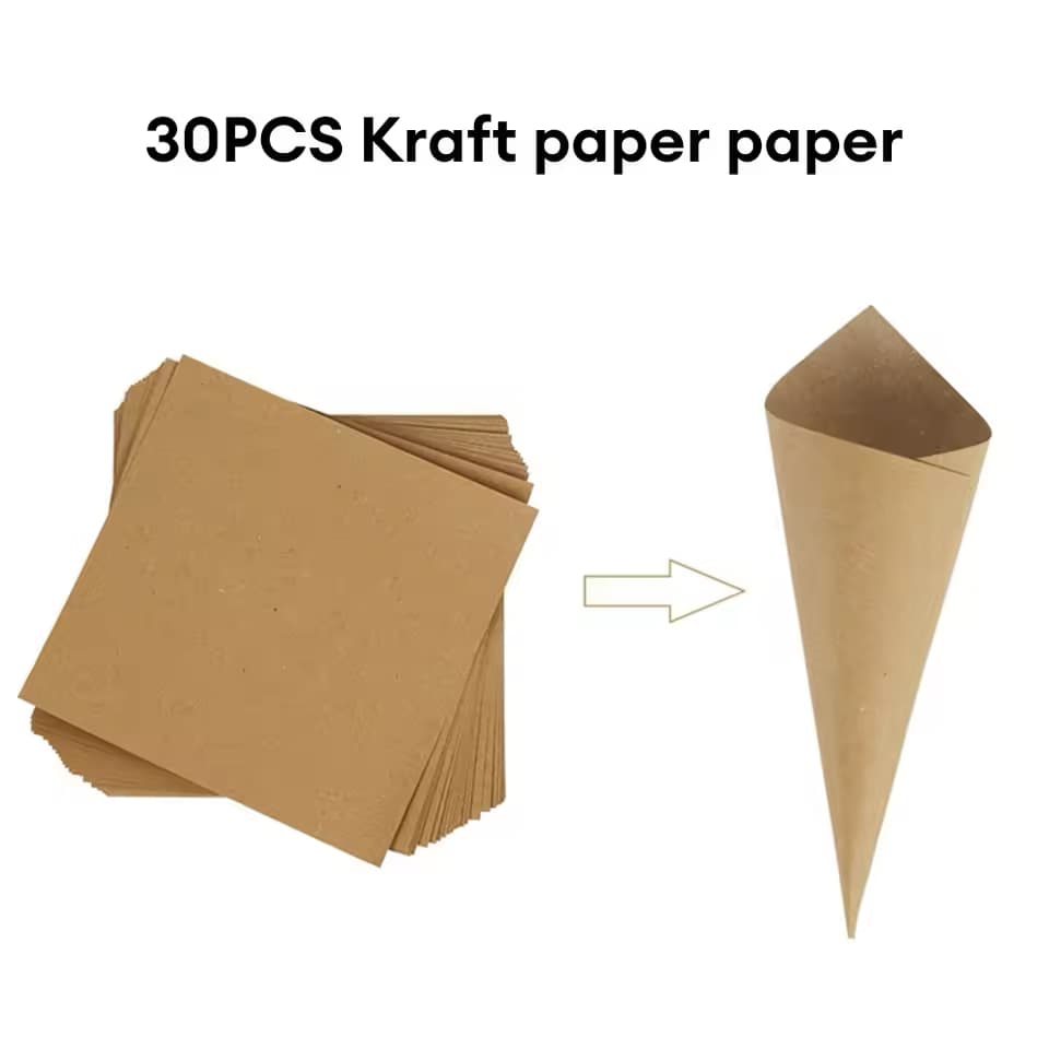 30 Pack DIY Kraft Paper Wedding Confetti Flower Cones