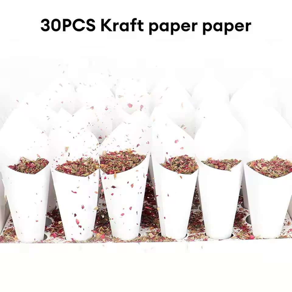 30 Pack DIY Kraft Paper Wedding Confetti Flower Cones