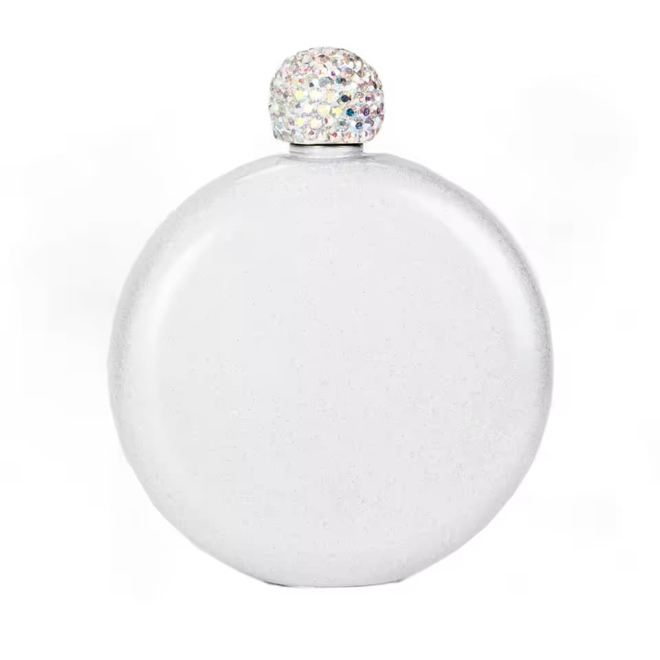 Personalised Round Rhinestone Flask