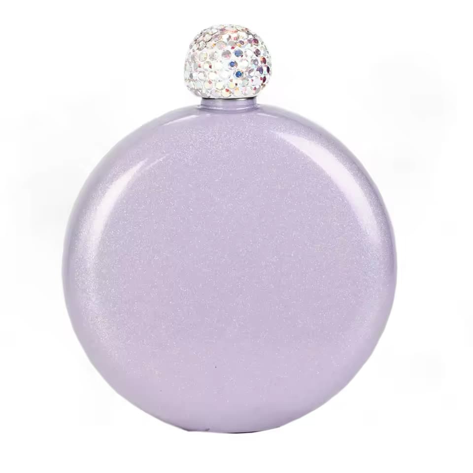 Personalised Round Rhinestone Flask