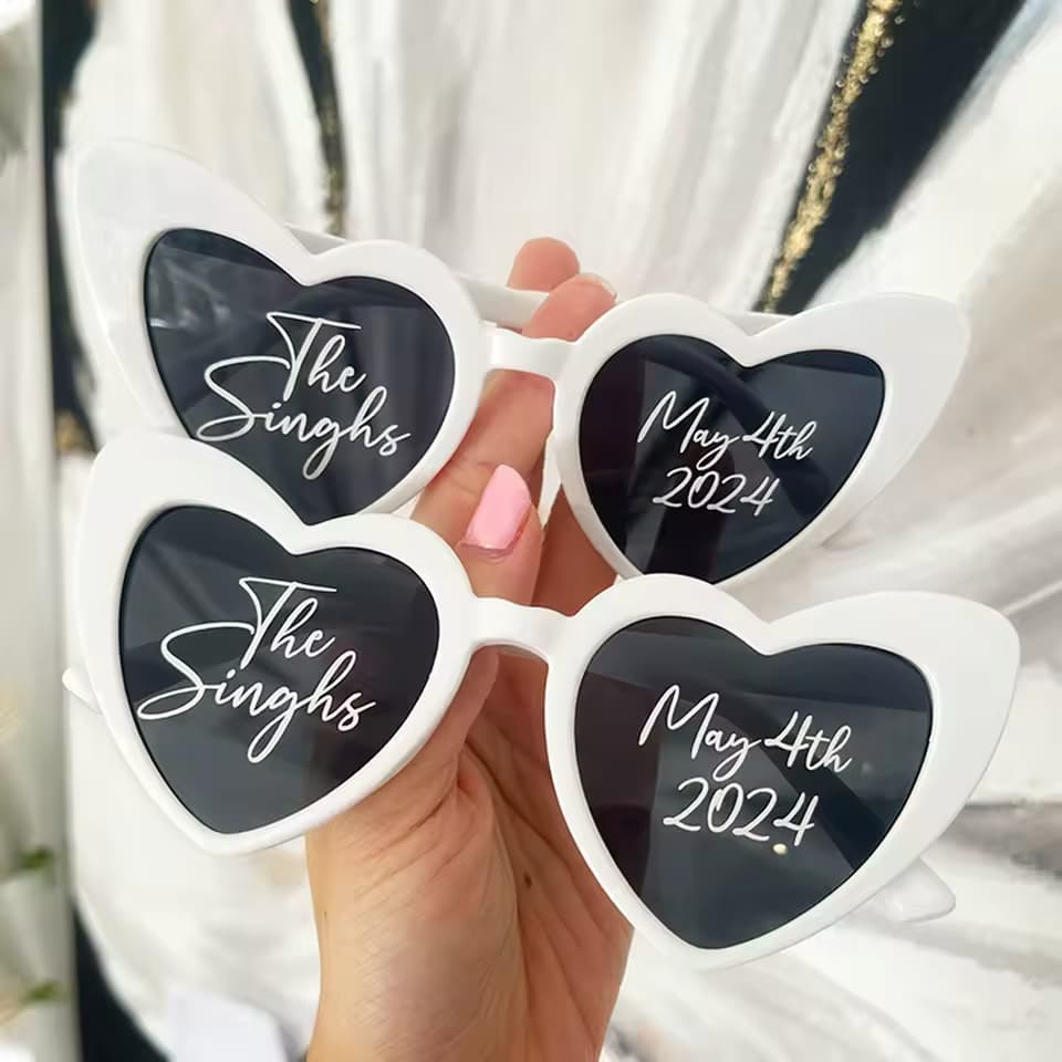 Personalised Heart-Shaped Wedding Sunglasses