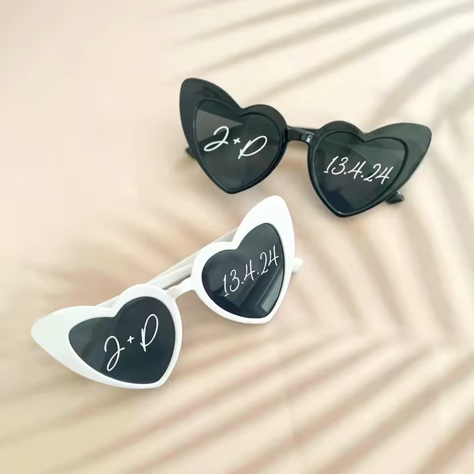 Personalised Heart-Shaped Wedding Sunglasses