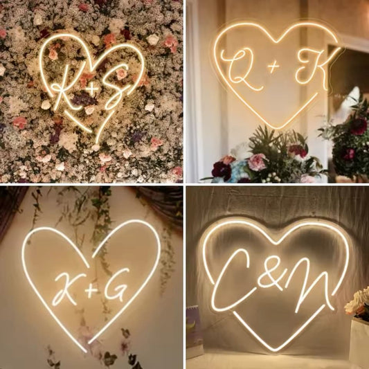 40cm Personalised Initial LED USB Neon Light Heart-Shaped Sign