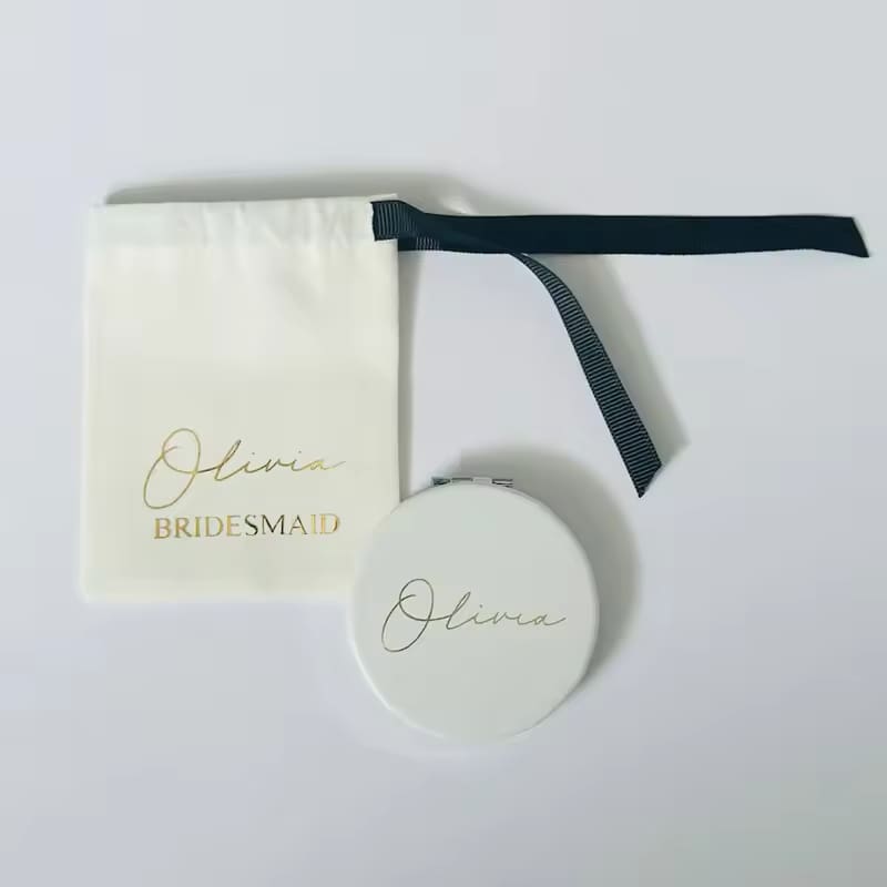 1pc Personalised Mini Compact Mirror With Gift Pouch