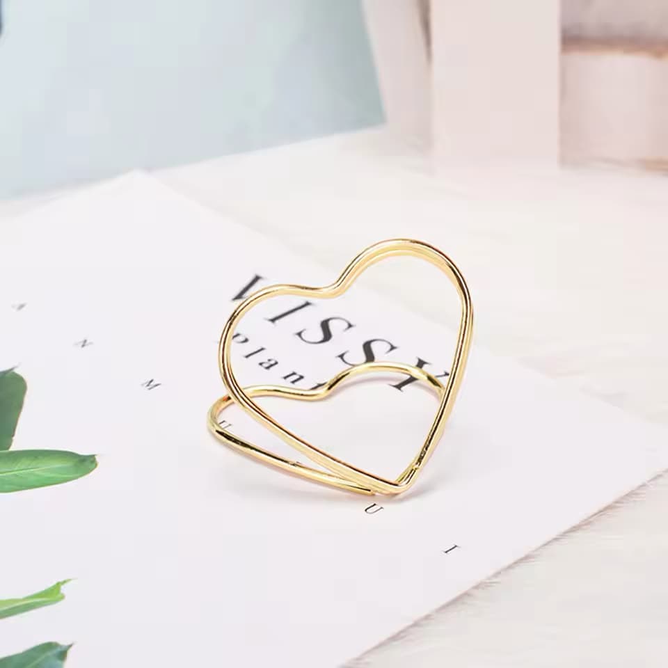 15 Pack Gold Heart Wedding Placement Card Holders